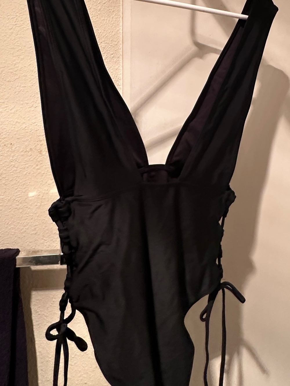 Adore Me Black Deep V One-Piece Swimsuit